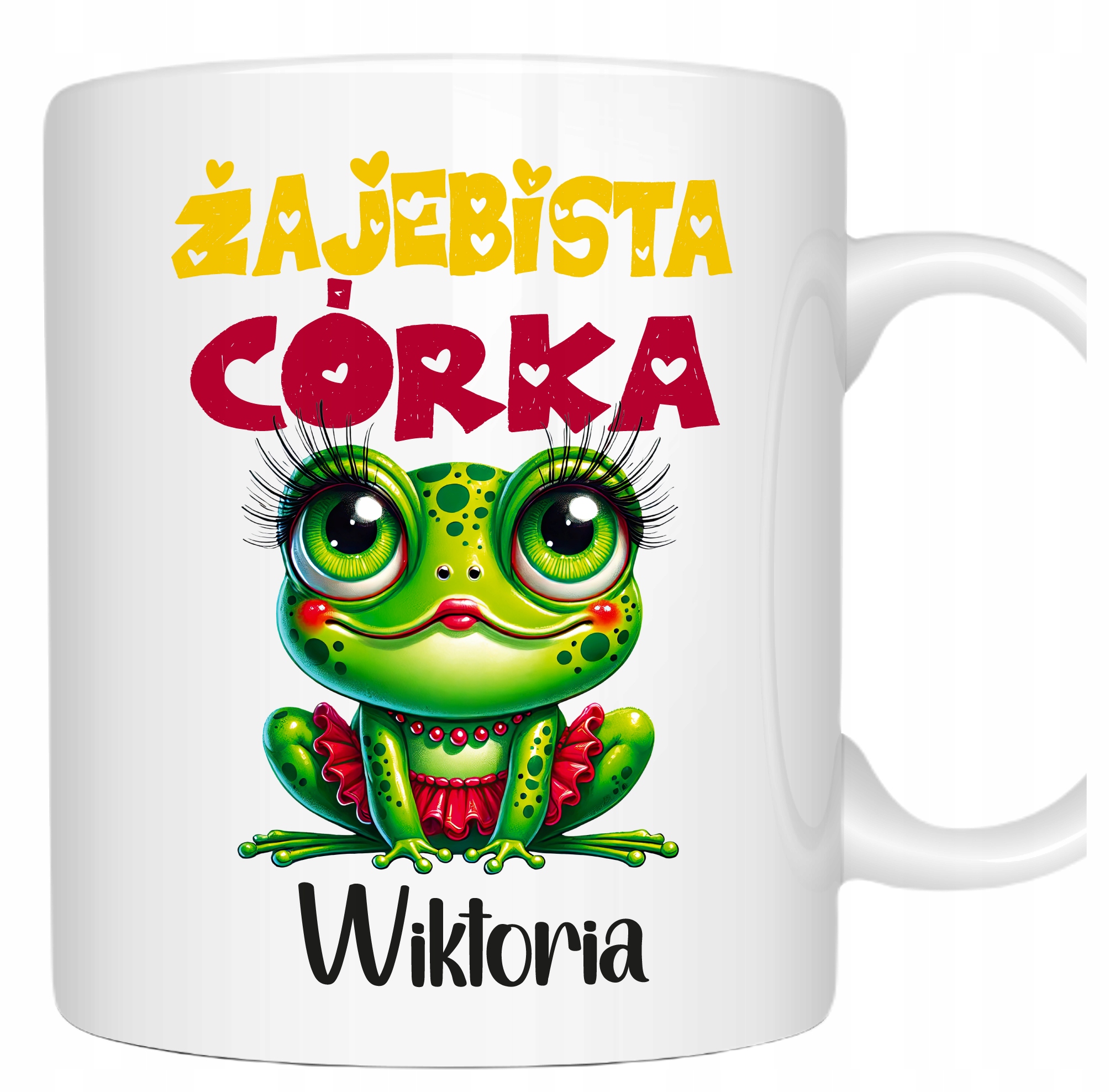 Kubek dla Córki Żajebista Córka kolorowa żabka dowolne imię