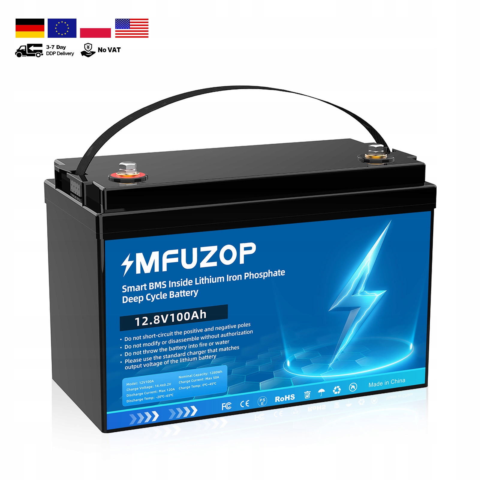 Akumulator LiFePO4 12V 100Ah (1280Wh) z Ładowarką - Do Solara, Kampera, Łodzi