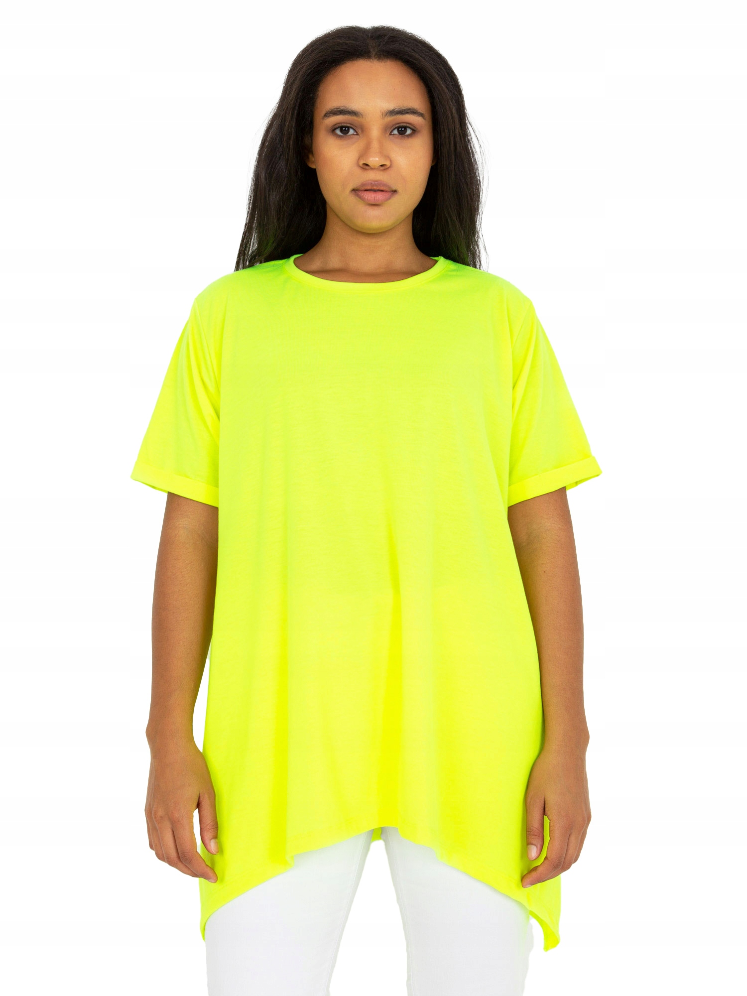 

Asymetryczna Tunika Damska Plus Size krótki rękaw