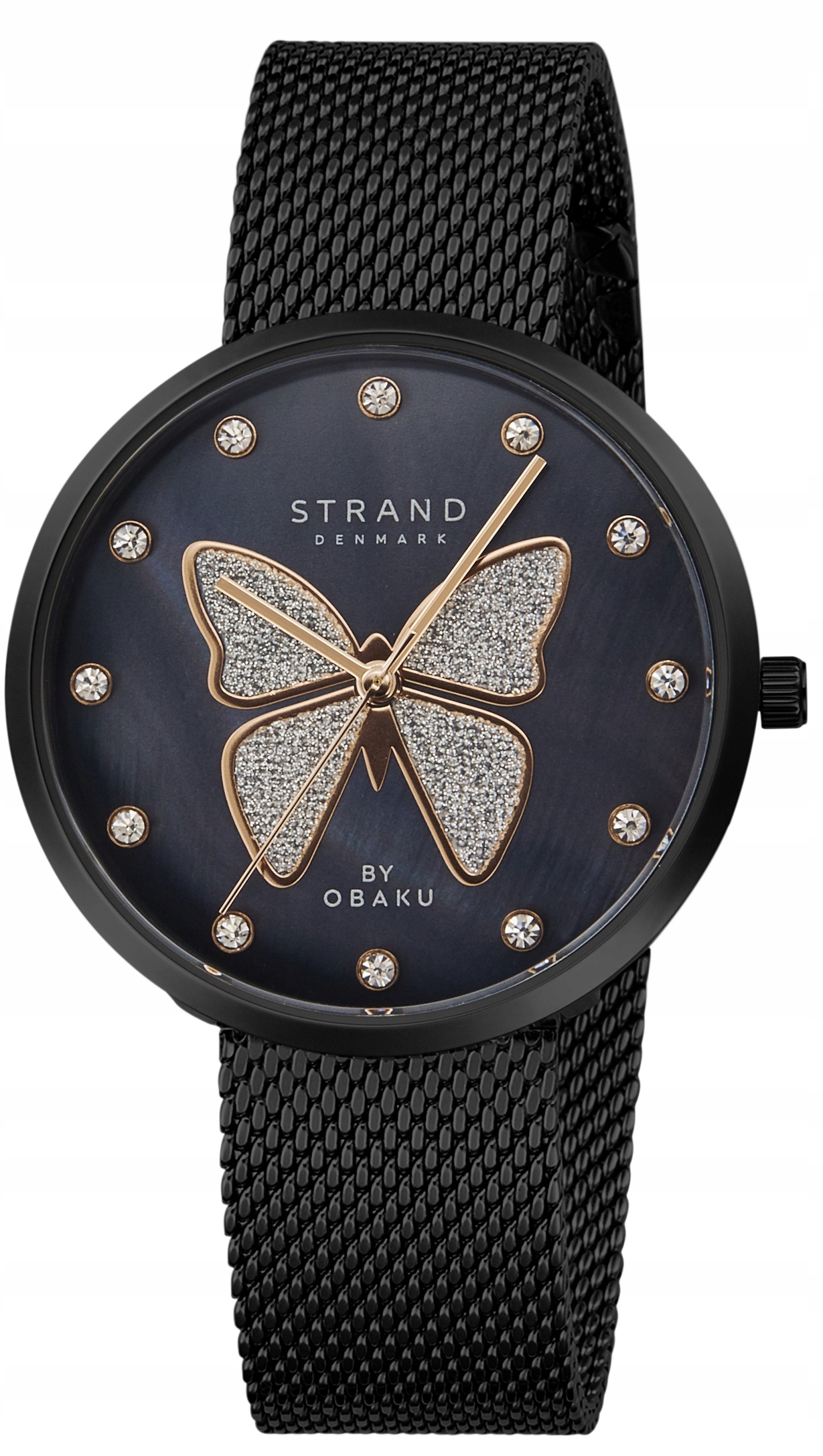 Nový originální dámský náramek Strand by Obaku S700LXBBMB-DB černý, krabička