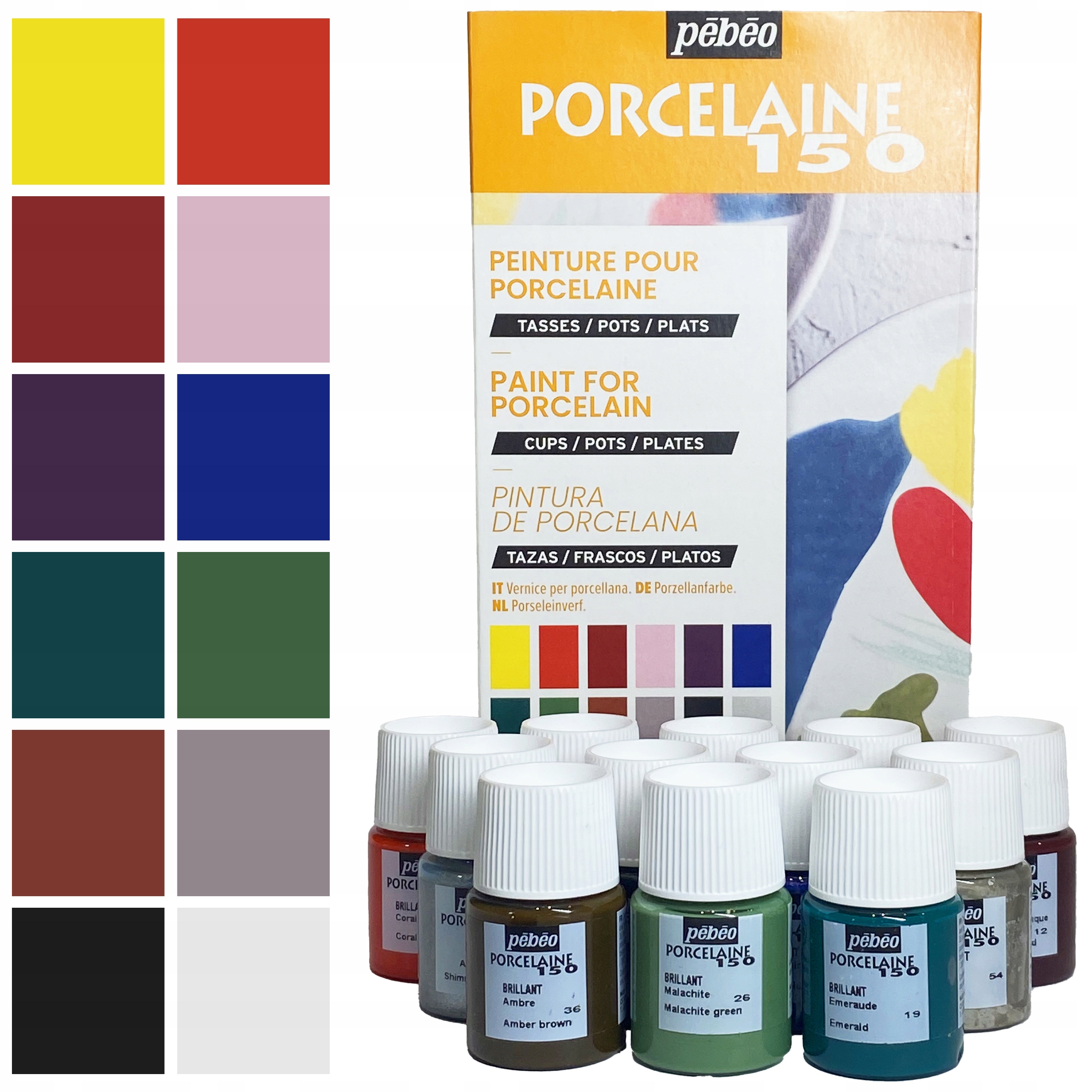 Sada barev na porcelán vypalovací sklo Pebeo 12x20ml dekorativní