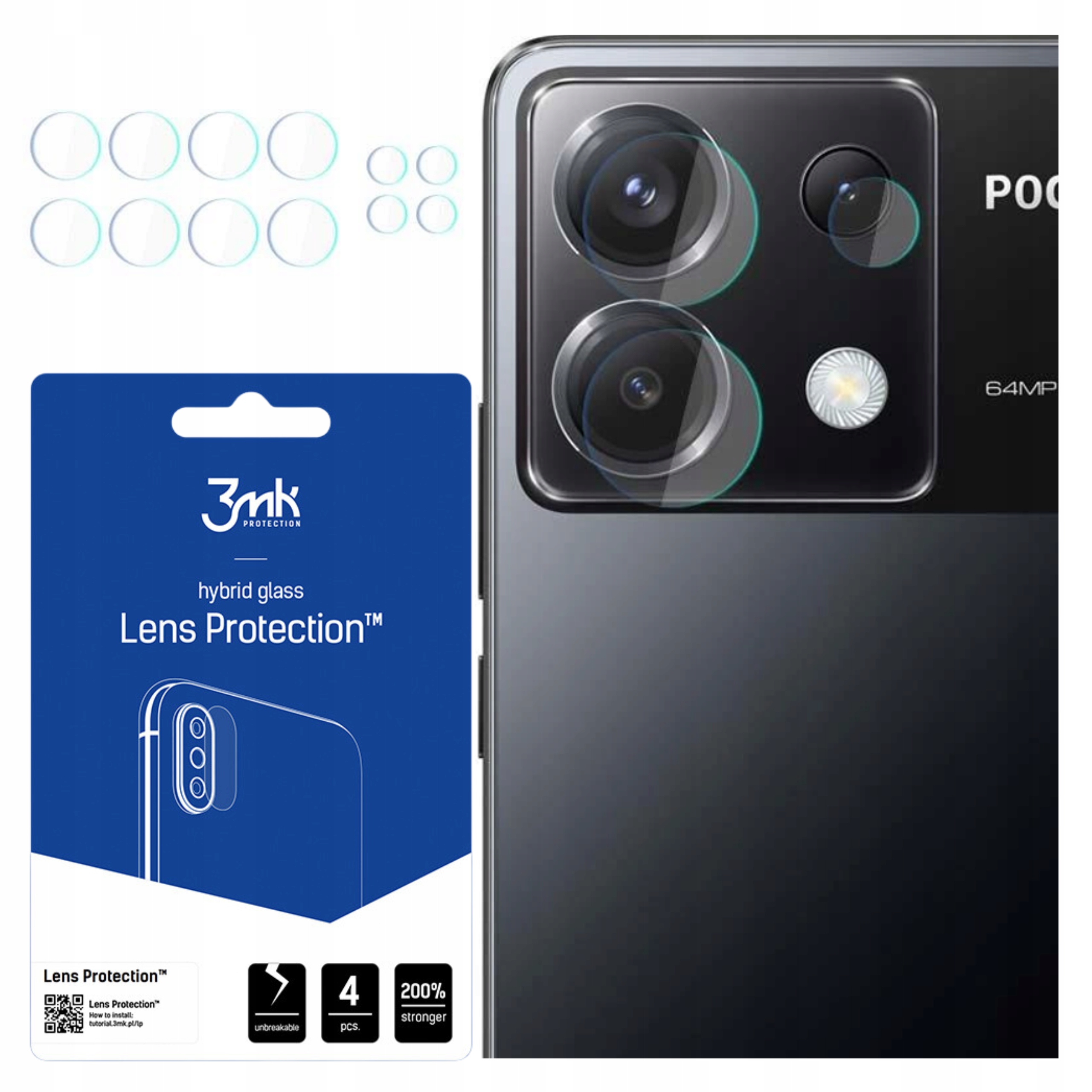 Szkło na aparat 3mk Lens Protection™ hybrydowe na Xiaomi Poco X6