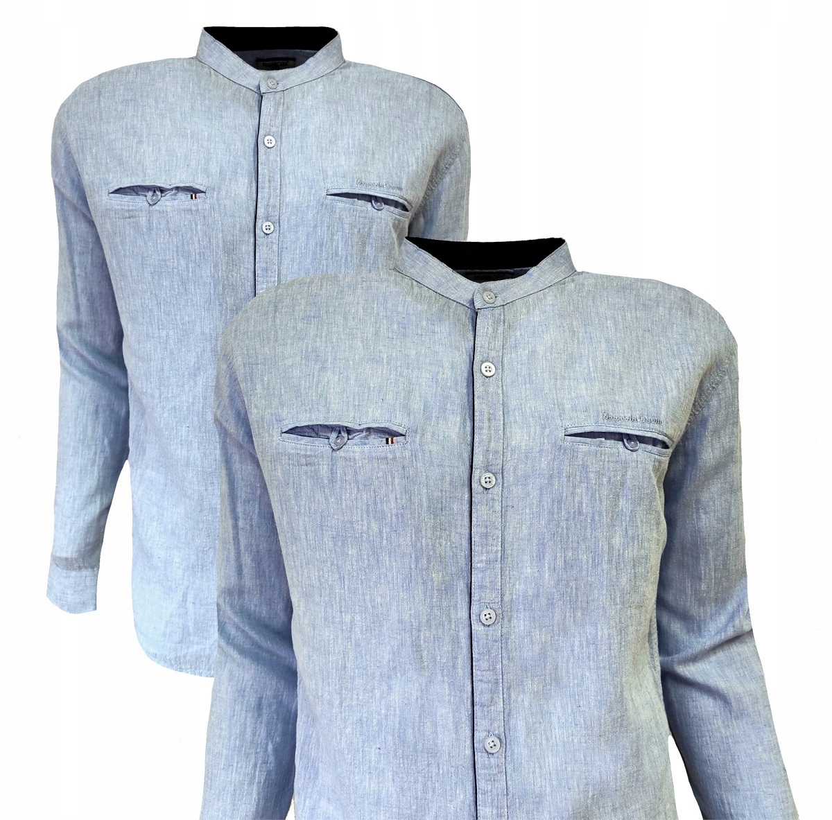 Lněná košile vzdušná letní se stojáčkem modrá 3XL Bagarda