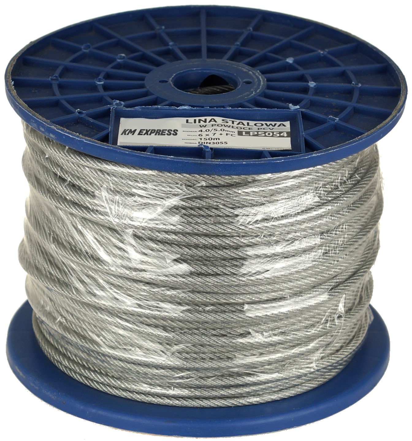 Lina Stalowa W Osłonie Pcv 5 MM Linka Rolka 150 Mb 6x7 958KG
