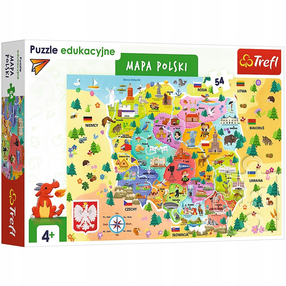 Trefl Puzzle edukacyjne 54 Mapa Polski 15556-Zdjęcie-0
