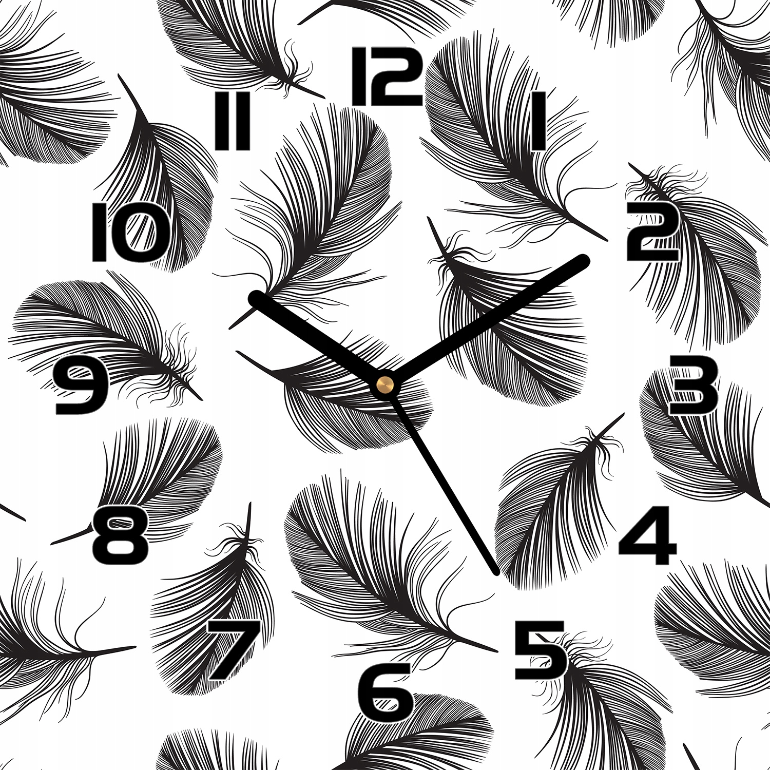 

Cichy zegar szklany Ręcznie rysowane pióra 30x30cm