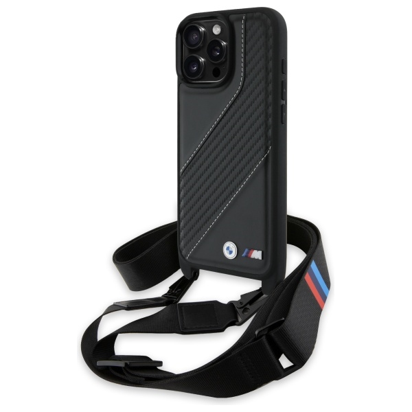 Pouzdro Bmw Hardcase Carbon Stripe & Strap pro iPhone 16 Pro Max