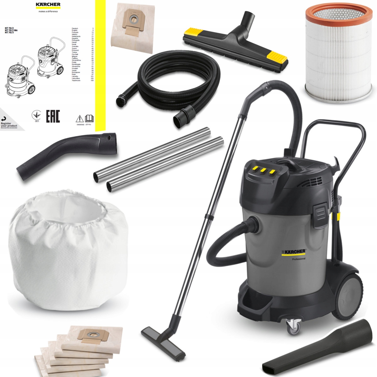 

Mocny Odkurzacz Przemysłowy Karcher Nt 70/3 Zestaw