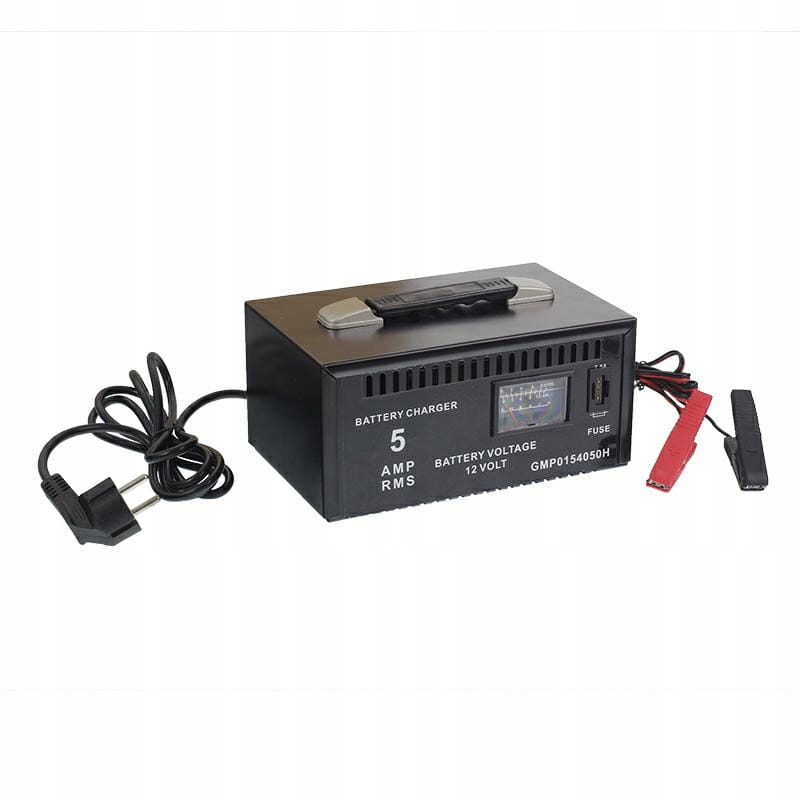 Usměrňovač 12V 5A s ampérmetrem pro akumulátory od 5Ah do 60Ah, kovové pouzdro