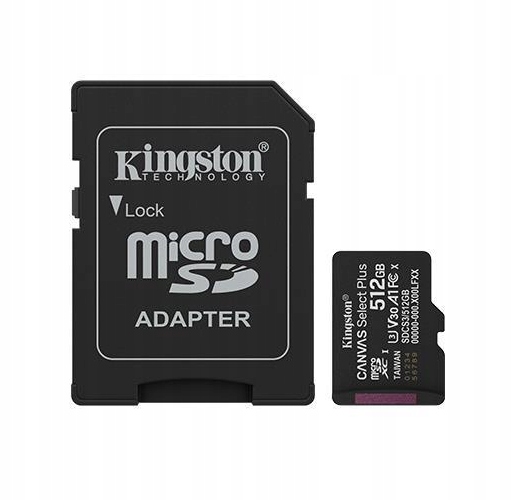 Karta pamięci Kingston Micro Sdxc 512GB Uhs-i z adapterem Sd SDCS3/512GB