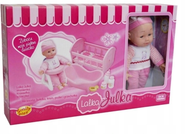 

Lalka Lala Julka bobas z kołyską Smily Play wanna