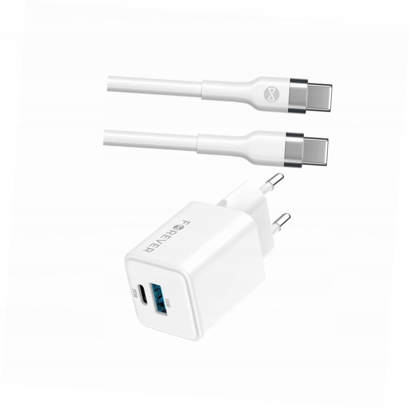 Szybka ładowarka GaN 30W 2 wejścia Usb i Usb-c z kablem do Xiaomi Redmi 9