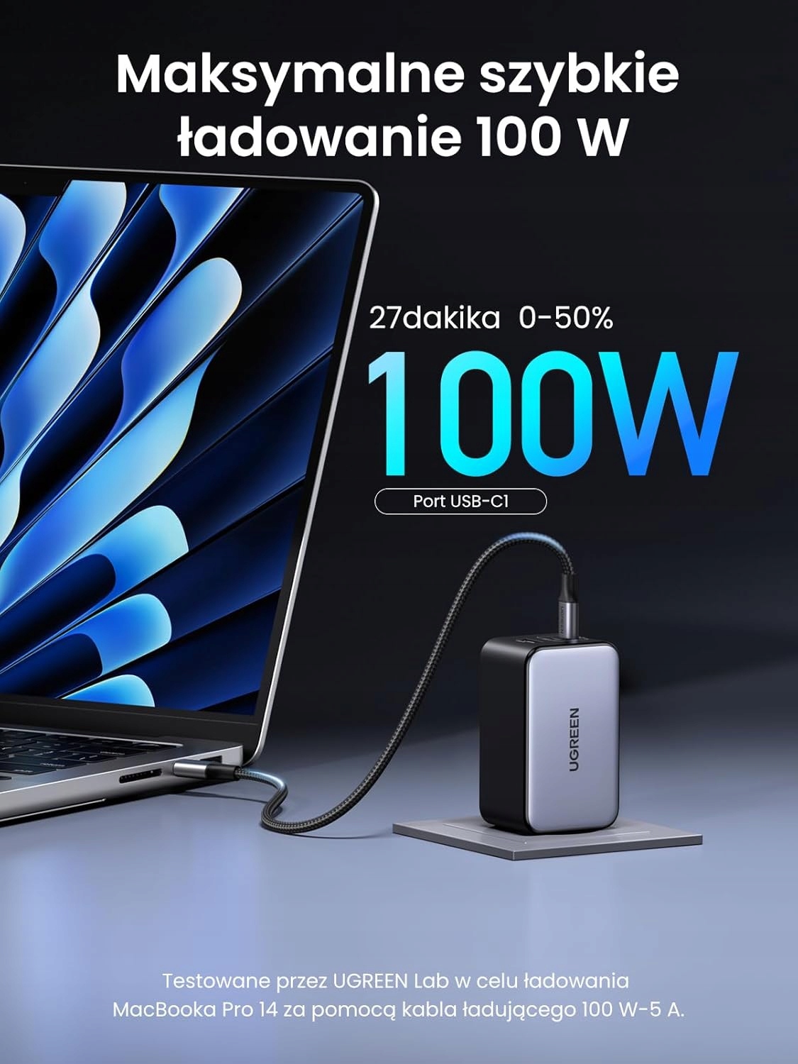 UGREEN Nexode X ładowarka USB C, 100 W, mini GaN Charger, 3-portowy — miniatura 10