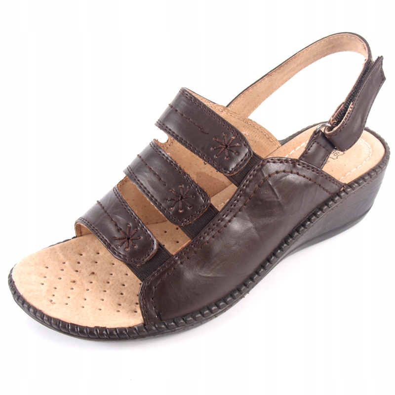 

Sandały szersze wkł.SKÓRA na rzepy lekkie Wojtyłko