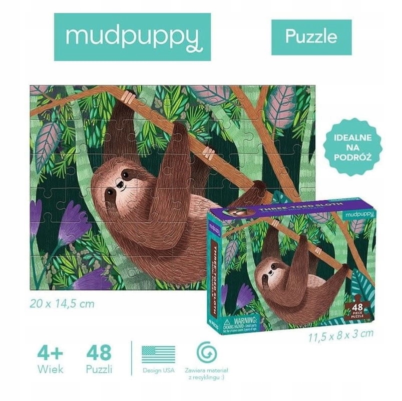 MUDPUPPY Puzzle Mini dla dzieci Leniwiec 48 el. Kod producenta MP35715
