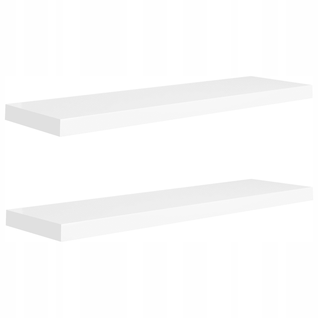 Sada 2 bílých polic z Mdf, 90 x 23,5 x 3,8 cm, kovový rám