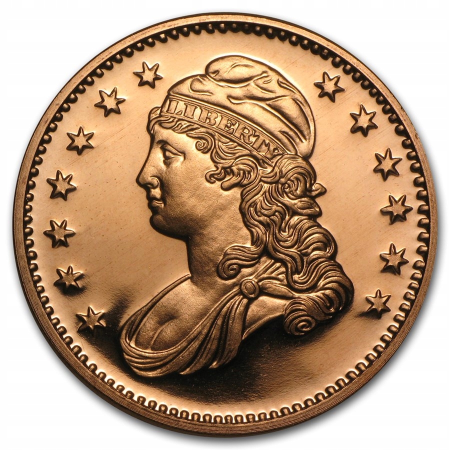 1 uncja AVDP miedzi Capped Bust próba 999 w kapslu
