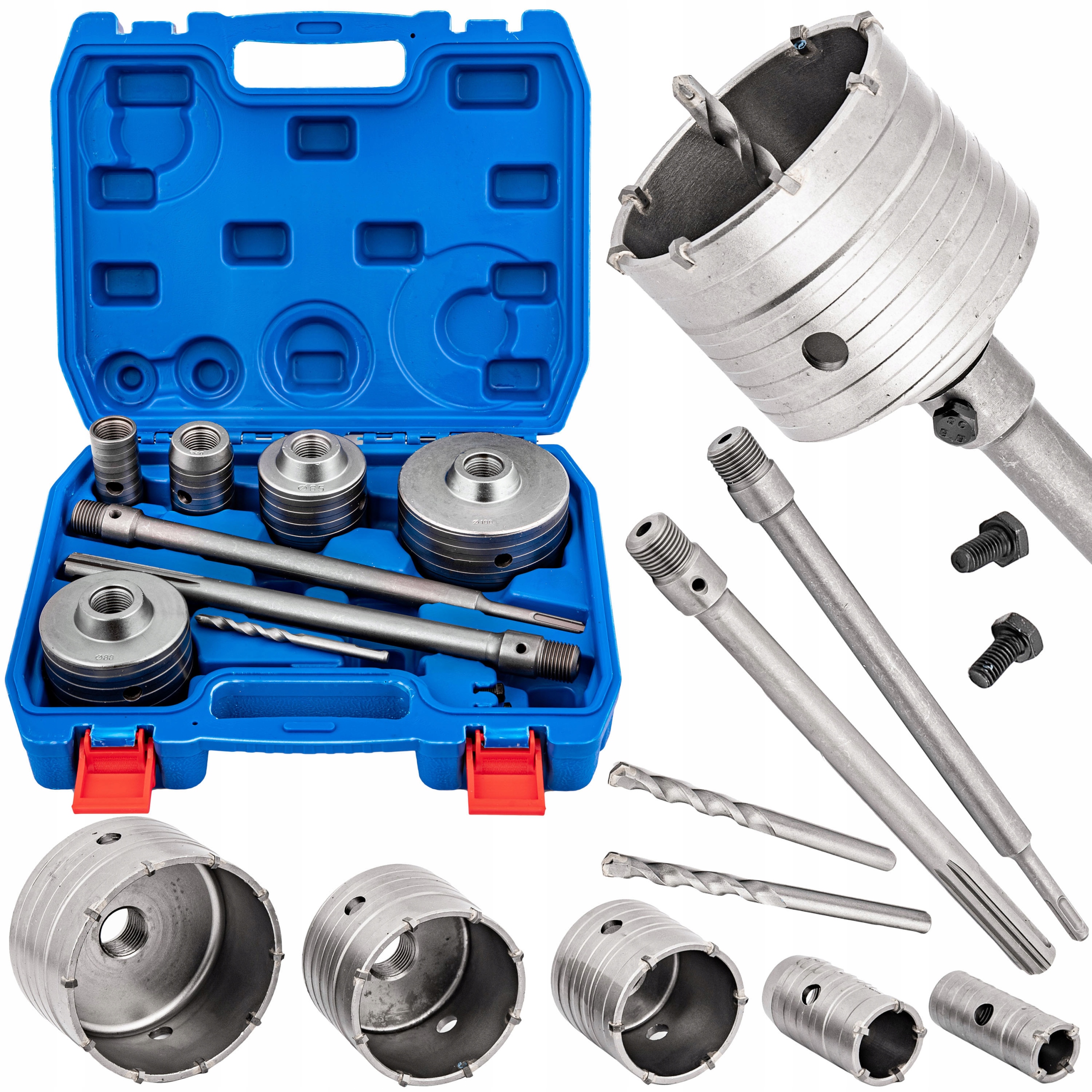 Zestaw Frezów Otwornic Do Betonu Muru Koronka Przedłużki Sds Plus Max 9el