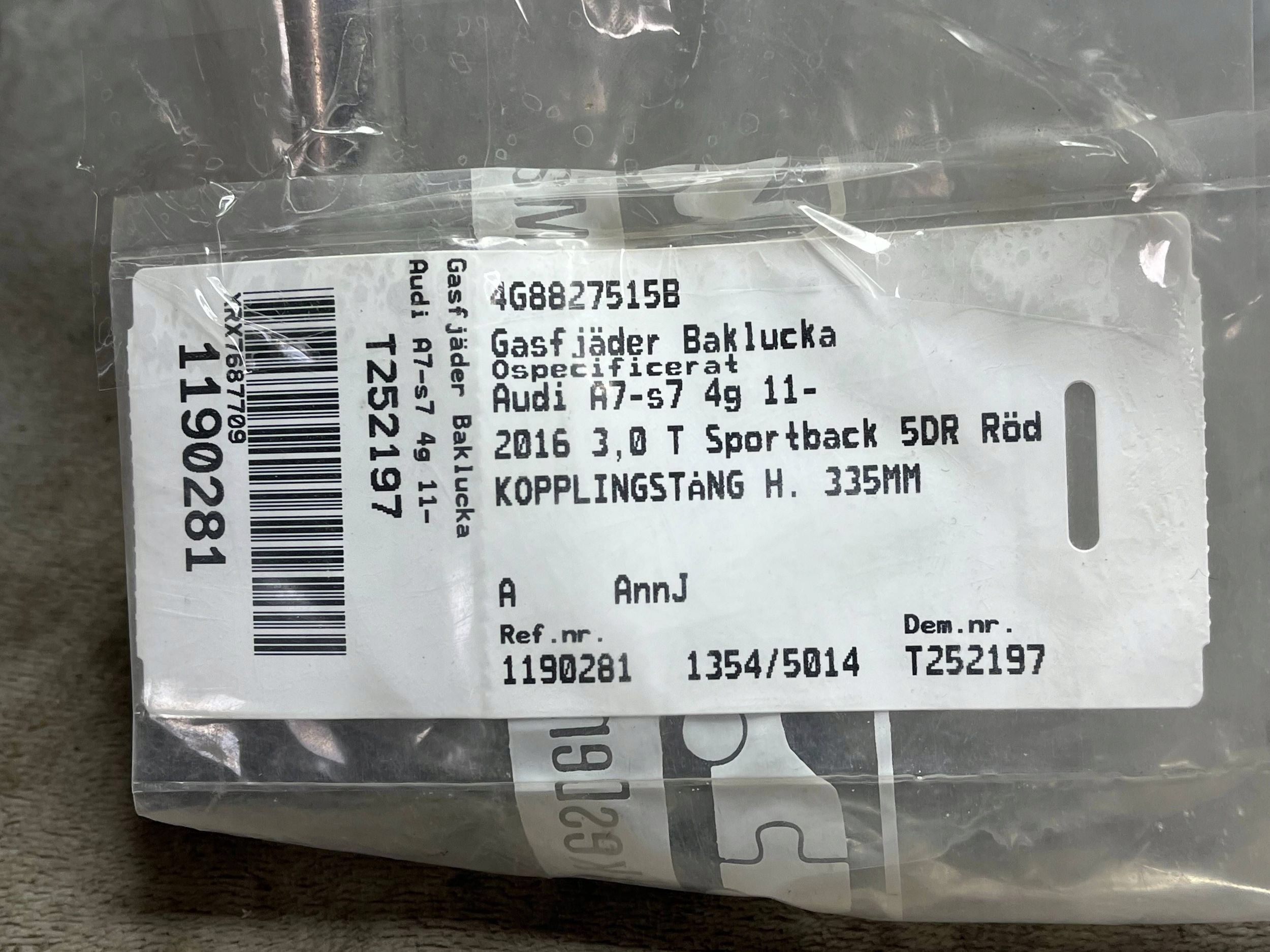 ORG damper bonnet right AUDI A7 C7 4G8827858S !J