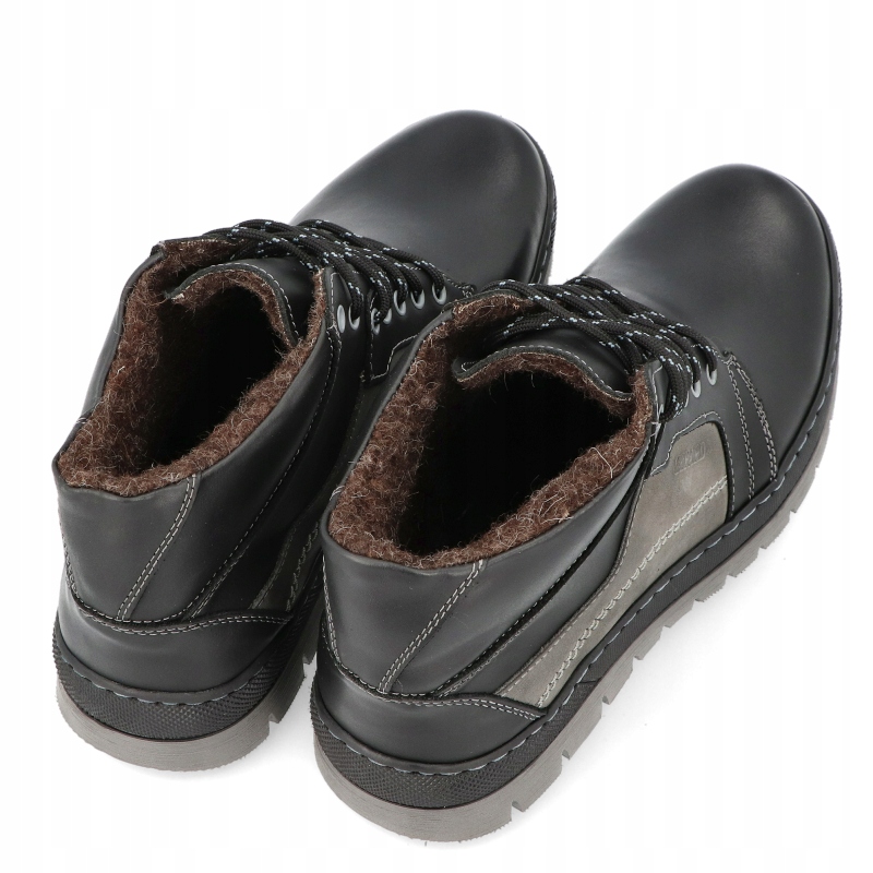 TRZEWIKI PÓŁBUTY ZIMOWE POLSKIE OCIEPLANE SKÓRA 171 CZARNE R 47 Kolekcja JESIEŃ/ZIMA