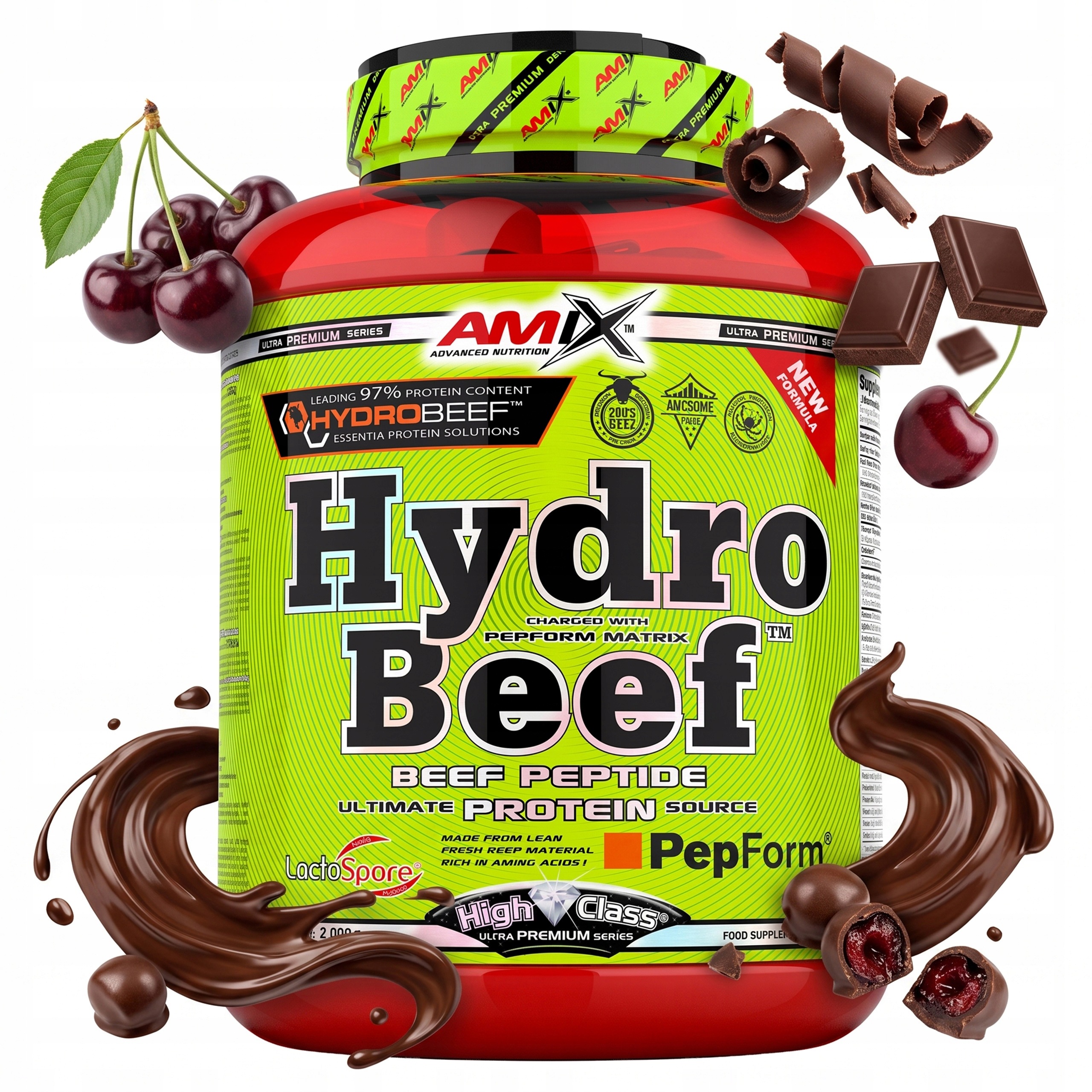 Hovězí protein Amix Hydro Beef 2 kg Čokoláda višeň protein