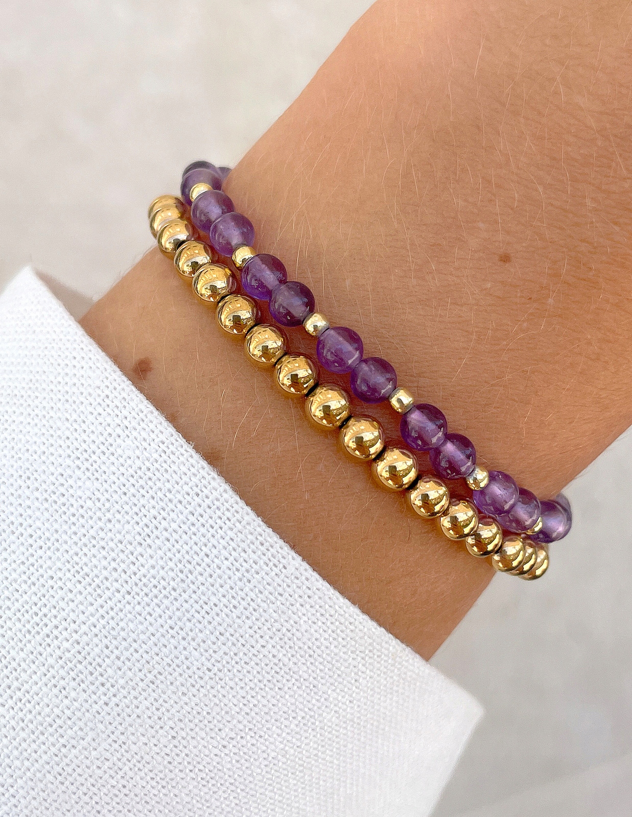 Náramky na gumičce ametyst s hematitem 15 cm