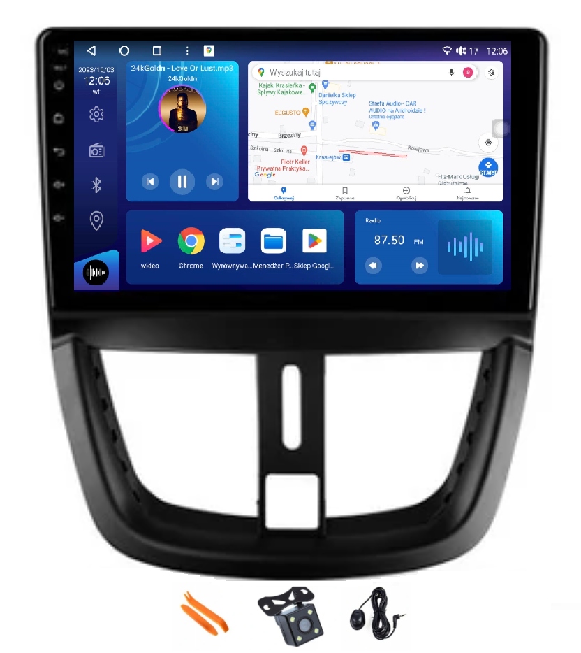 Rádio Android Navigácia Qled Carplay Lte Gps 128GB Peugeot 207 207 CC 06-15