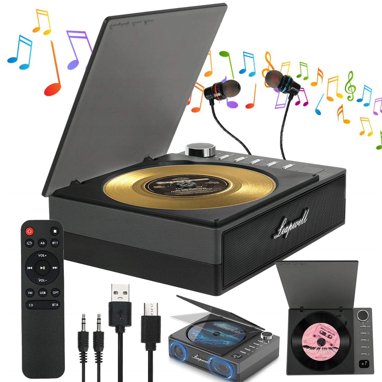 Odtwarzacz CD Retro Z 7 Trybami Odtwarzania I Głośnikiem Bluetooth Do Domu