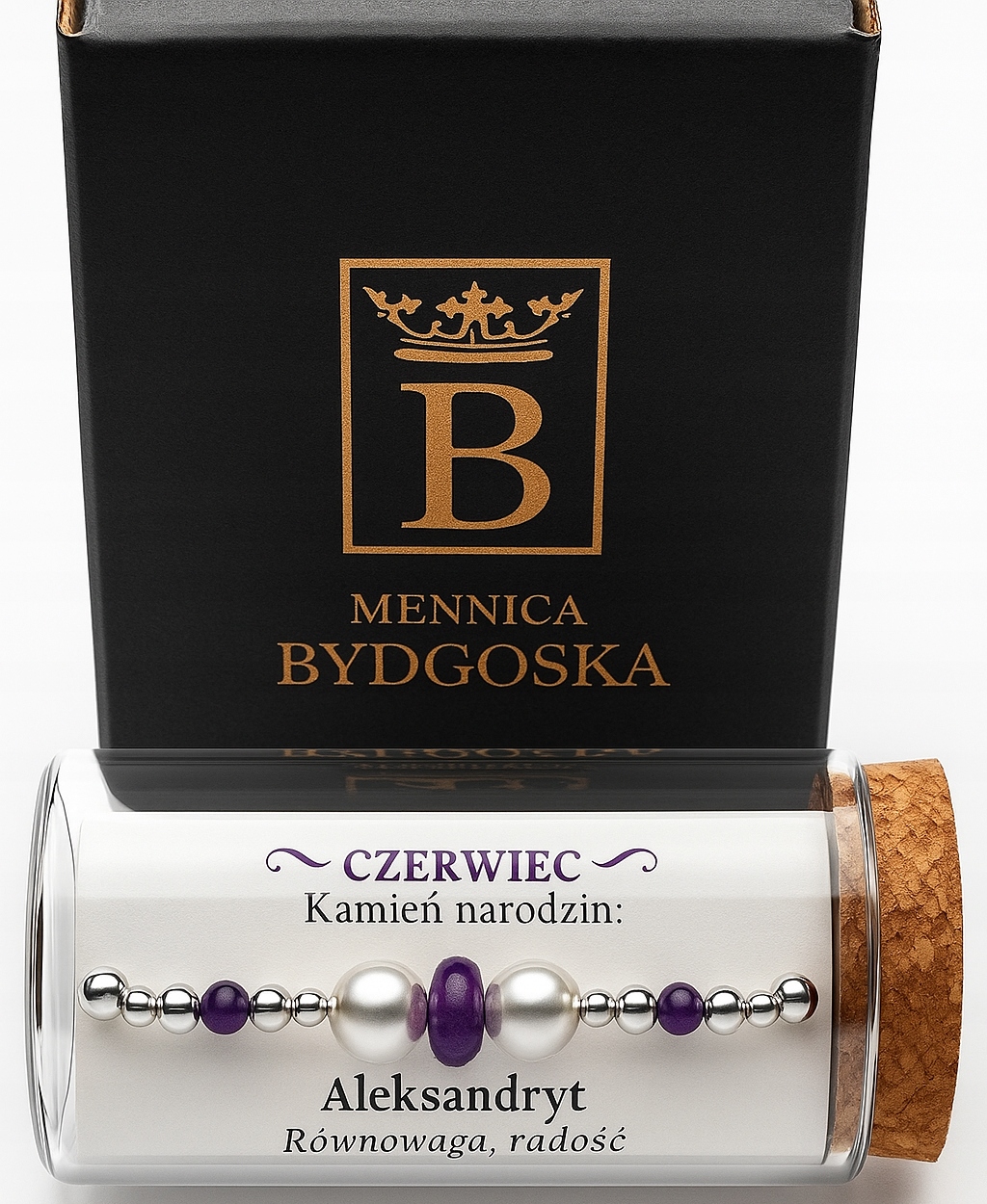 Stříbrný dámský náramek v lahvičce červen alexandrit stříbro o ryzosti 925