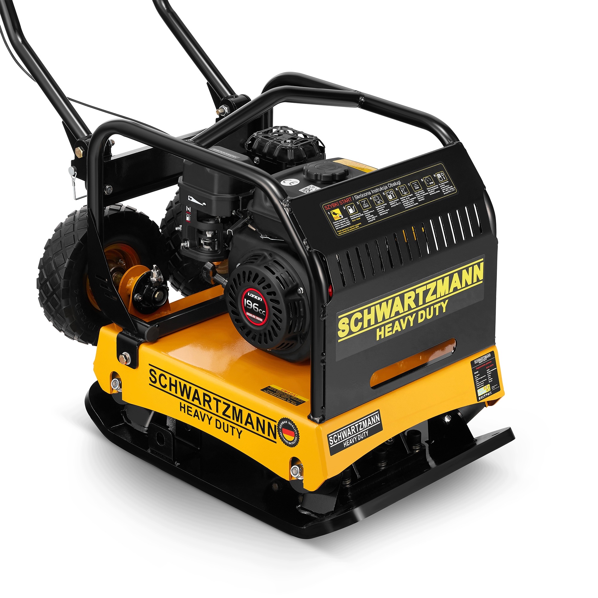Zagęszczarka płytowa gruntu SCHWARTZMANN ubijak ZG170HD 160 kg 37 000 N LONCIN 16 KM — 12