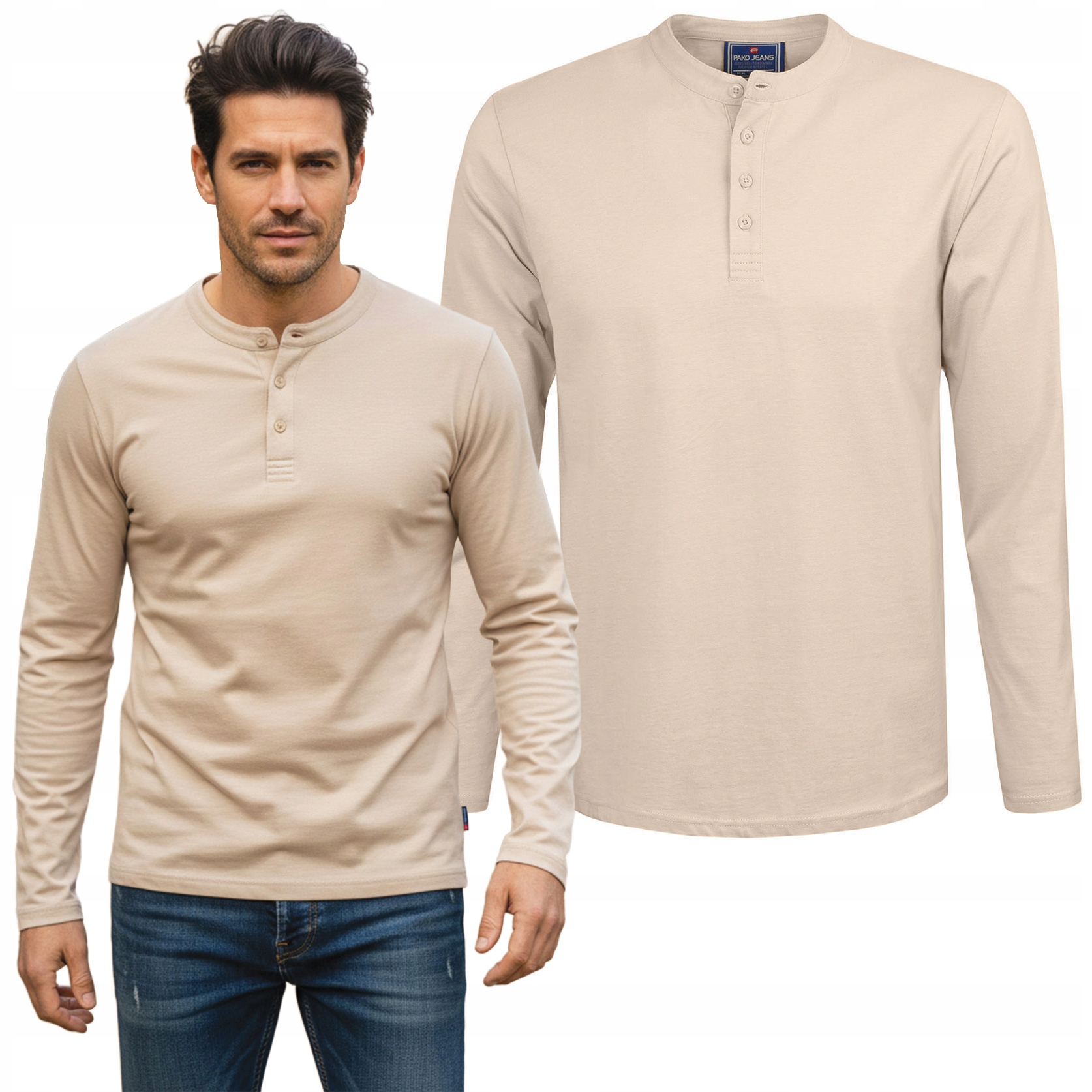 Longsleeve pánské tričko s dlouhým rukávem bavlněné Matrix béžové XL