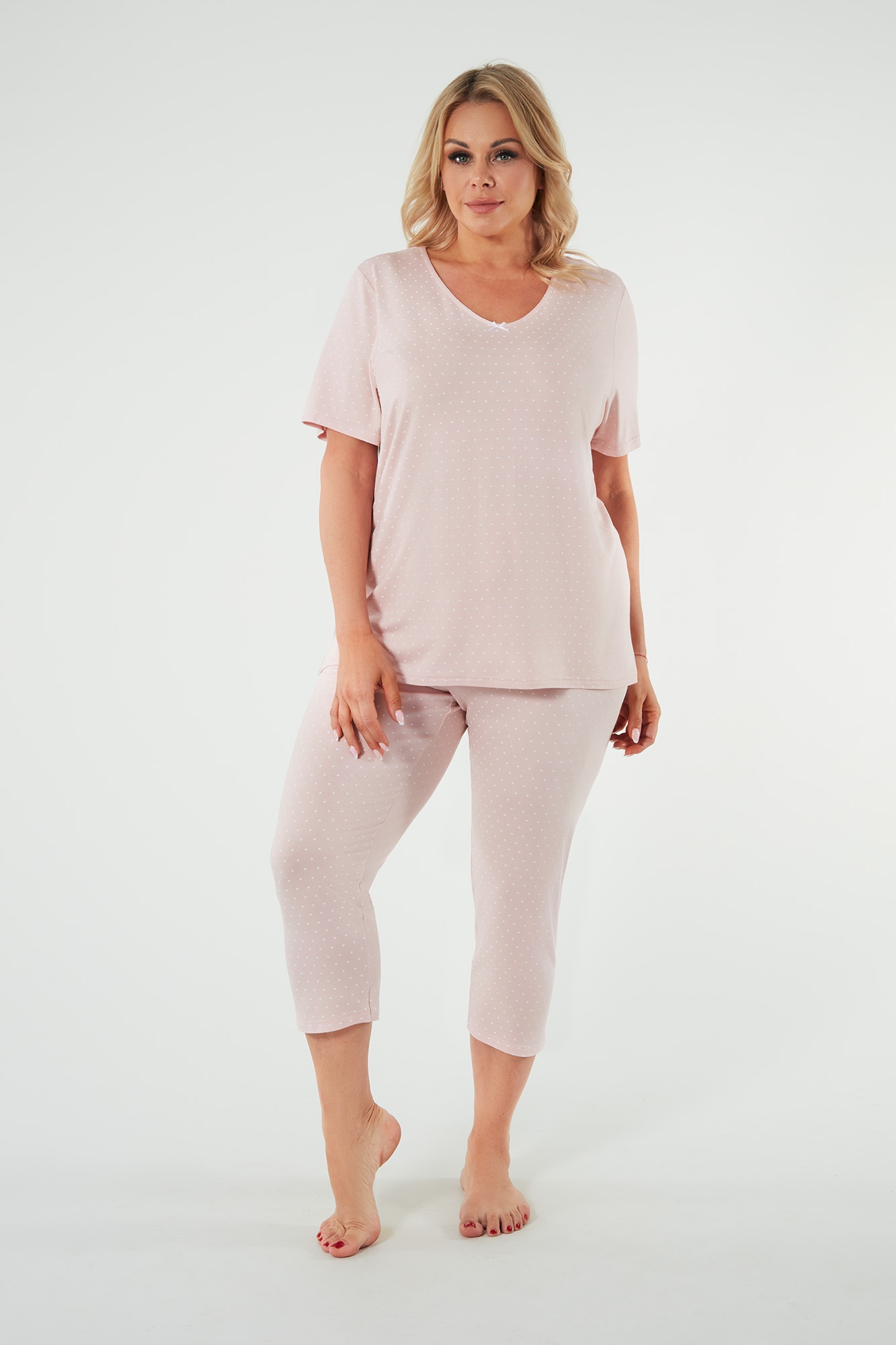 Puntini dámské pyžamo s krátkým rukávem, 3/4 kalhoty, velikost XL Italian Fashion