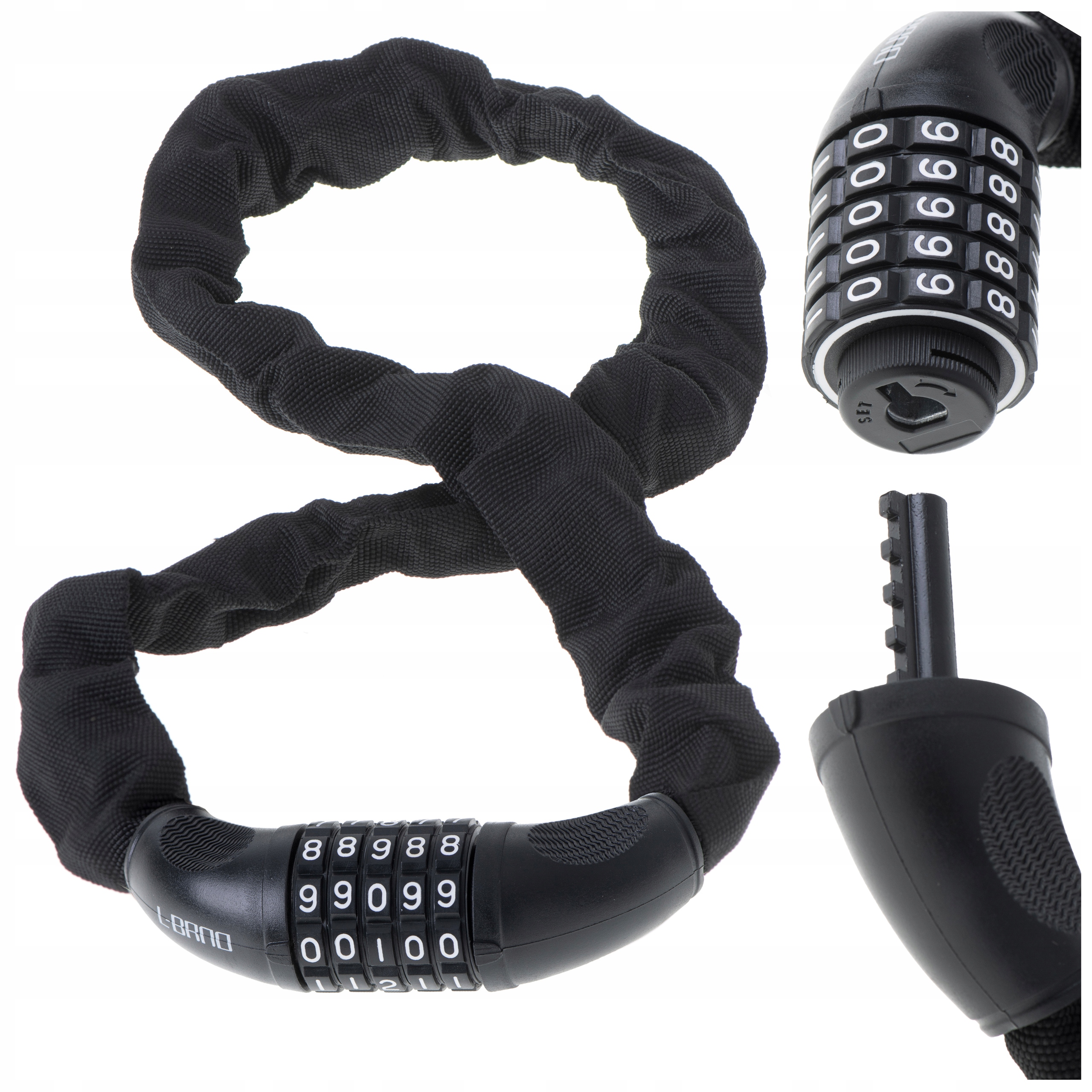 MOCNE ZAPIĘCIE ROWEROWE ŁAŃCUCH ZABEZPIECZENIE BLOKADA NA SZYFR 100CM ZAMEK Średnica 6 mm