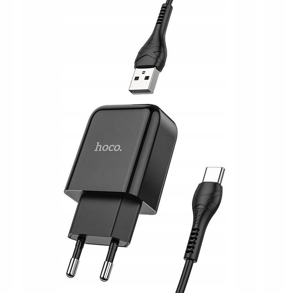 Hoco Ładowarka Sieciowa Usb Kabel Typ C 2.1A N2 Vigour Czarna