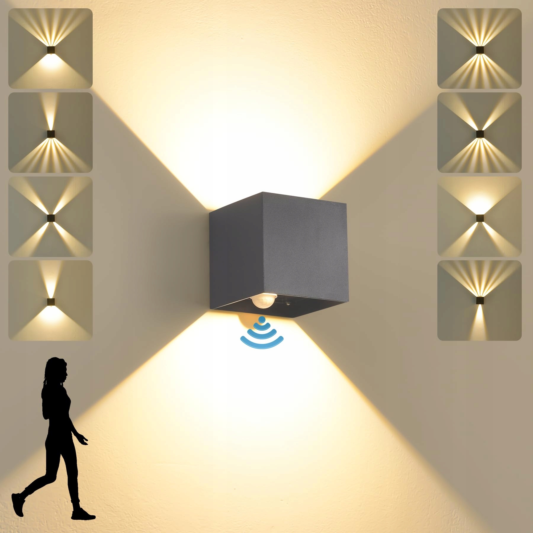 Sanshi Led nástěnná lampa s pohybovým senzorem 12W IP65 Vodotěsná