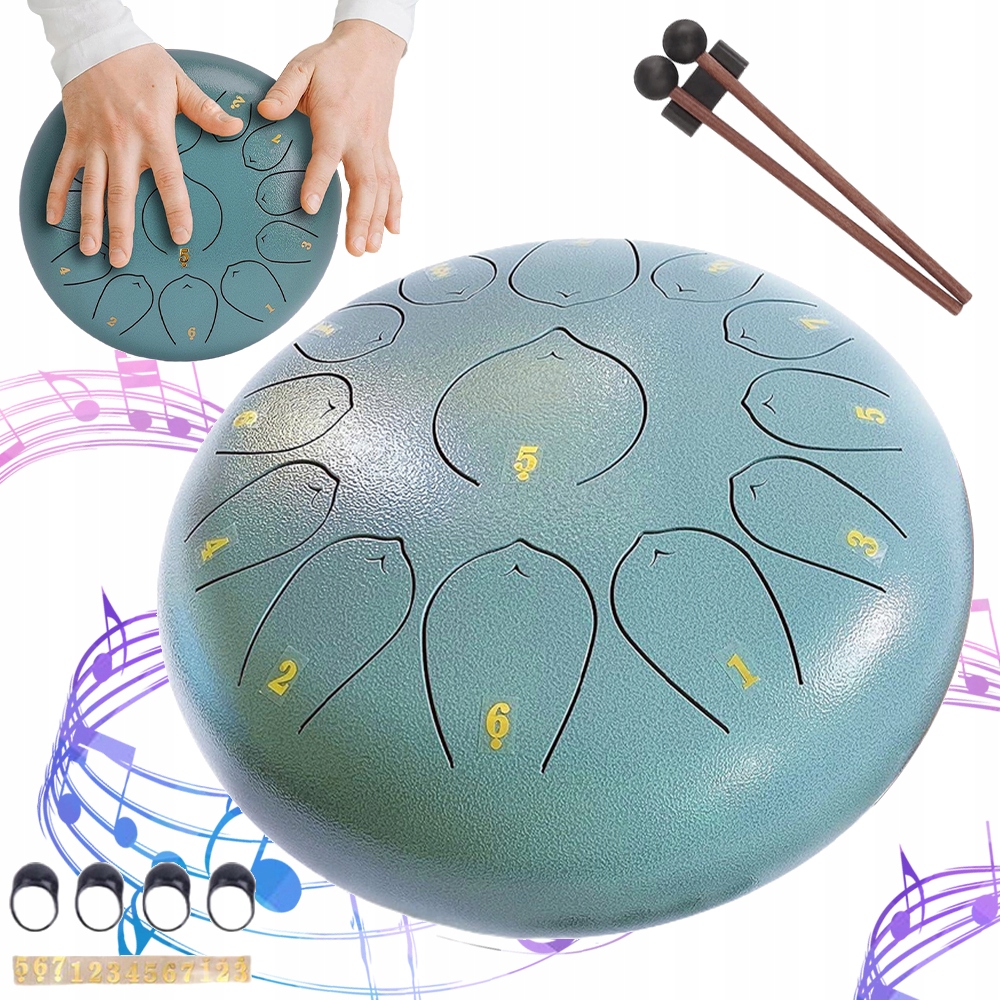Ocelový Éterický Jazykový Buben Tongue Drum Handpan 12" 13 Tónů Akcesoria