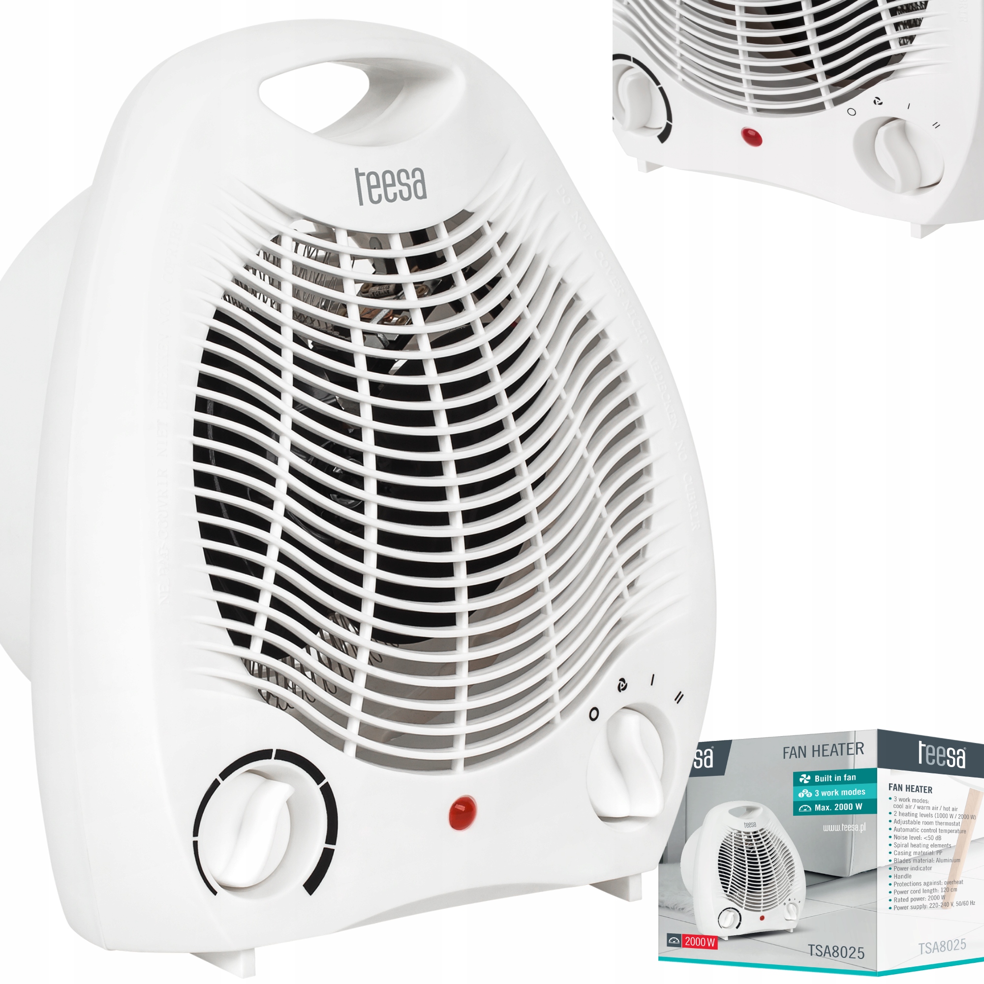 TEESA TERMOWENTYLATOR TSA8025 1000/2000 W