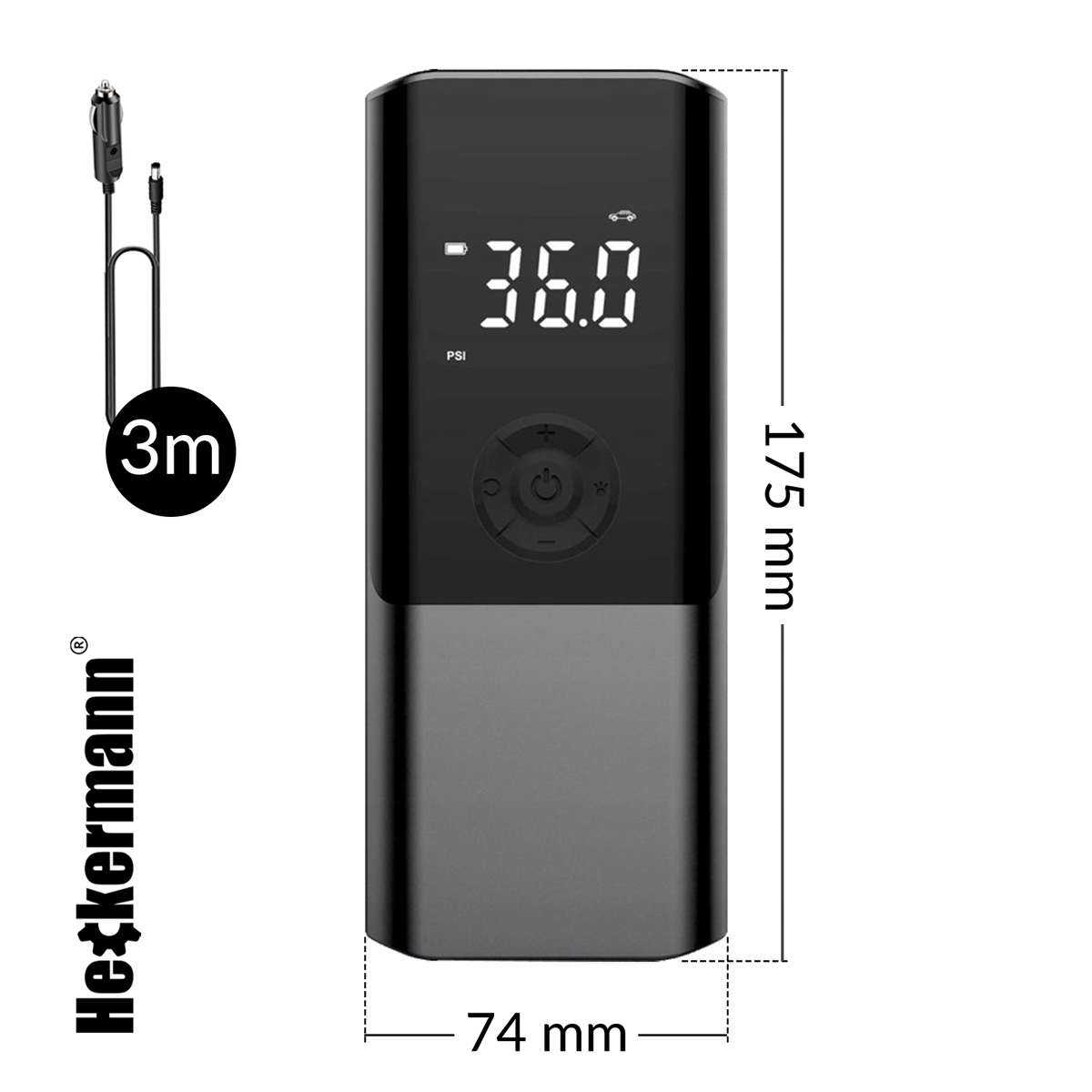 BEZPRZEWODOWA POMPKA ELEKTRYCZNA KOMPRESOR SAMOCHODOWY ROWEROWY PRZENOŚNY Marka Heckermann