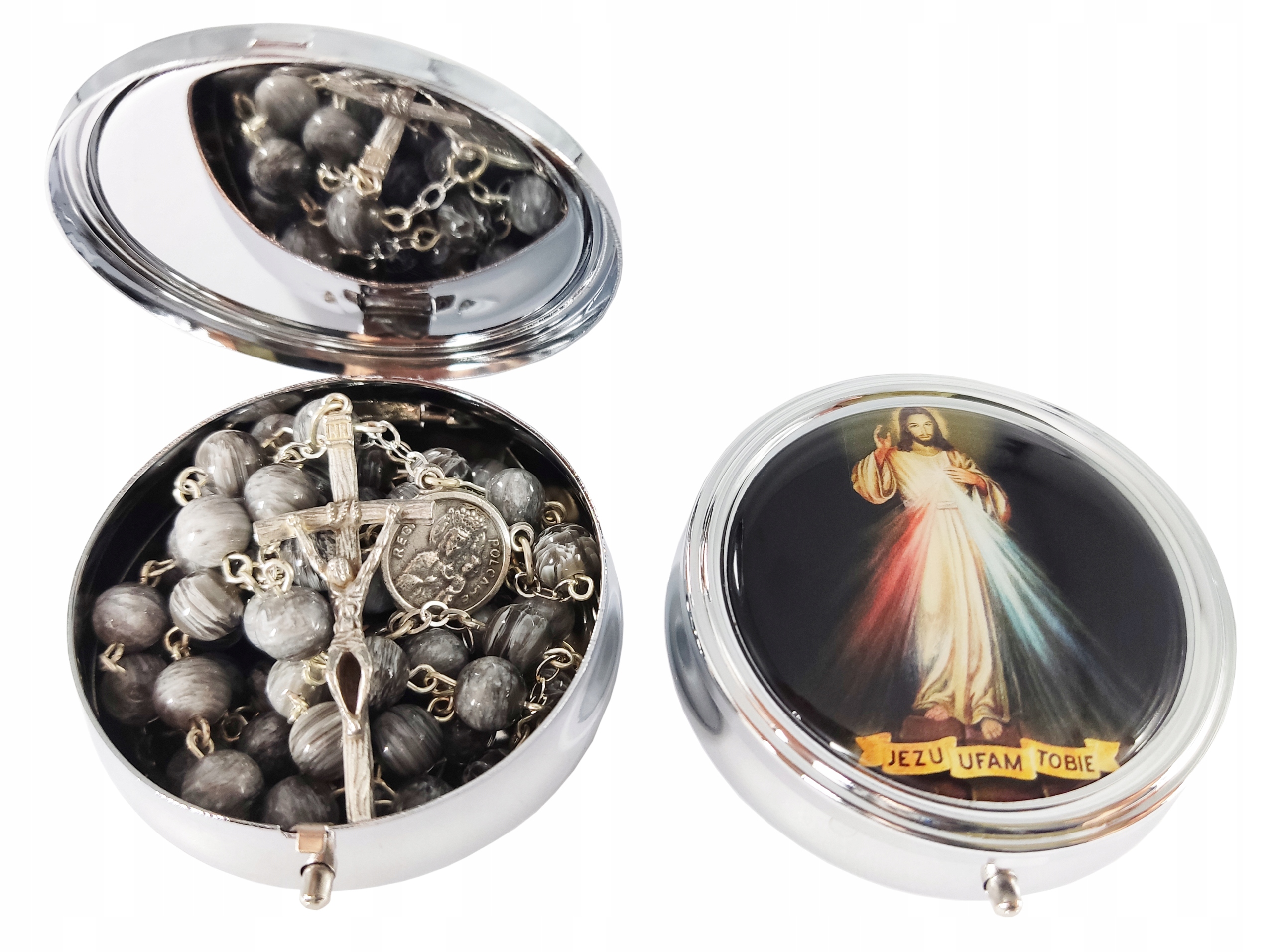 

Różaniec Metalowe Pudełeczko Bardzo Ładny Zestaw