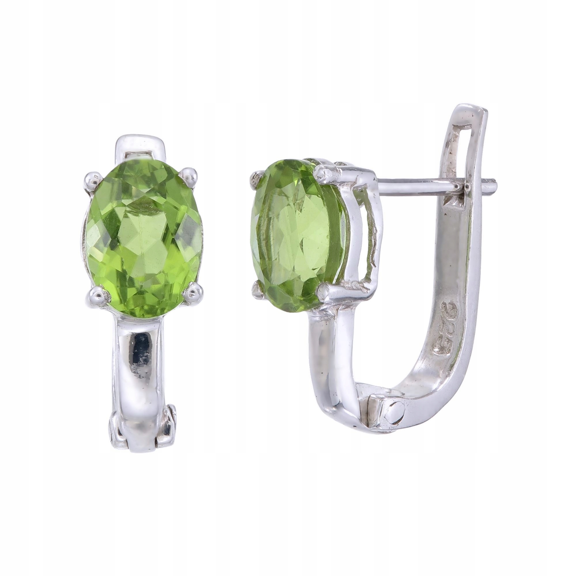Stříbrné náušnice Ag 925 Zelený Olivín 300-E-PE-WP