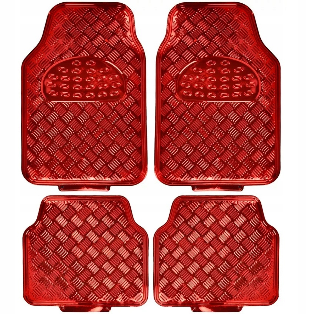 Dywaniki Samochodowe Alu Aluminiowe Czerwone Uniwersalne Komplet Przód Tył