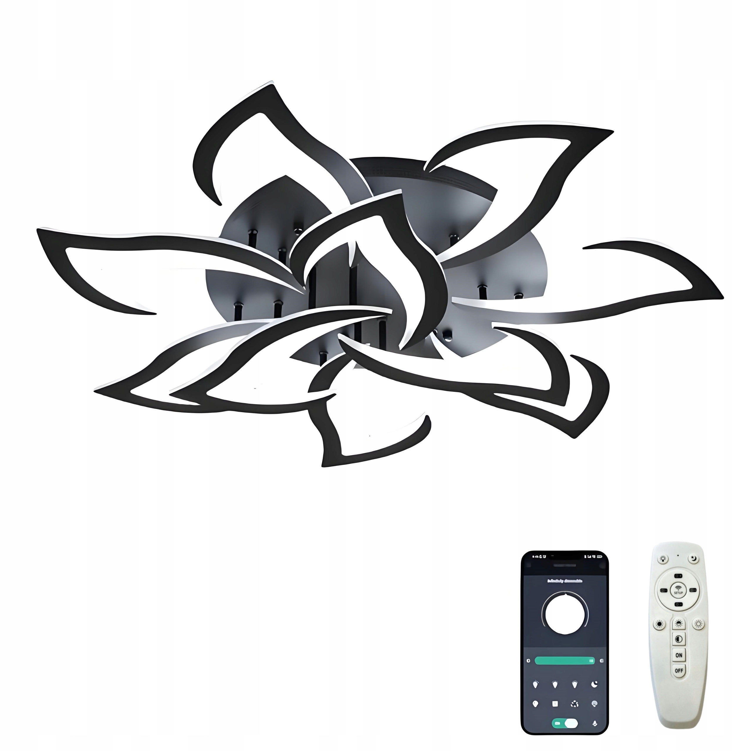 Lampa Led Wisząca Lotos 10 Ringów Żyrandol 100W Plafon Z Pilotem