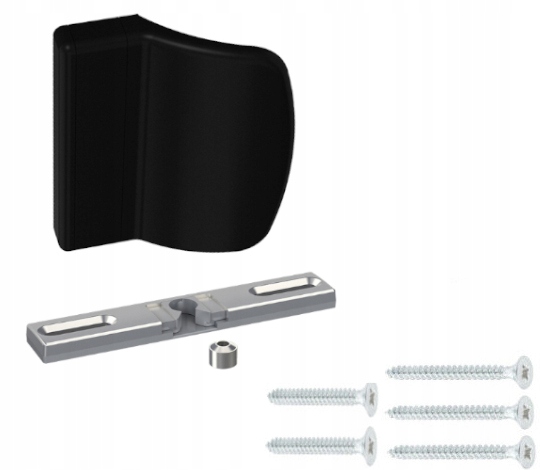 UCHWYT BALKONOWY POCHWYT PALACZA ZATRZASK RUCHOMY CZARNY KLAMKA OKIENNA