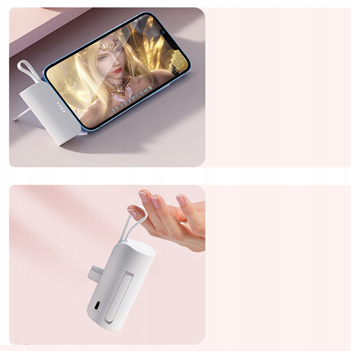 MAŁY POWERBANK 5000 mAh KIESZONKOWY IPHONE/TYP-C Złącza Lightning USB typ C