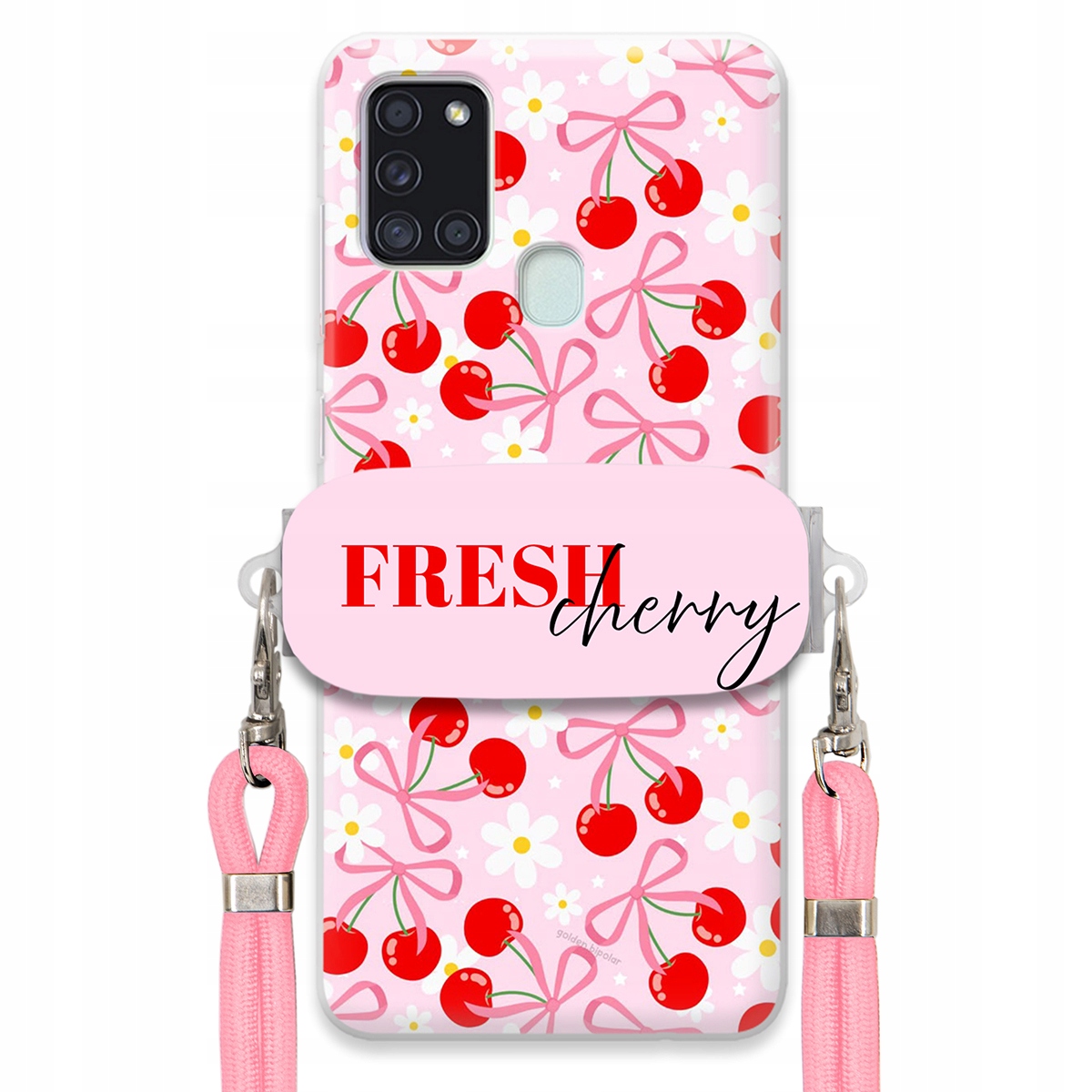 Puzdro pre Samsung A21s Case držiak šnúrok Ružový Fresh Cherry Kokardy