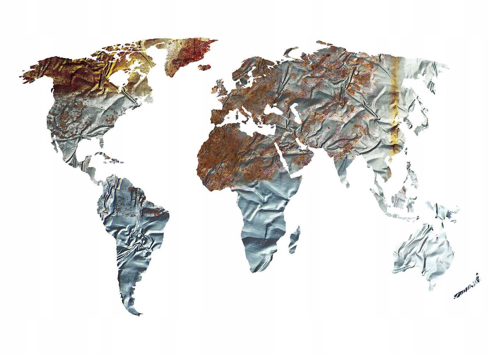 Vliesová fototapeta Mapa sveta Metal Industrial Vintage 350x250 lepidlo