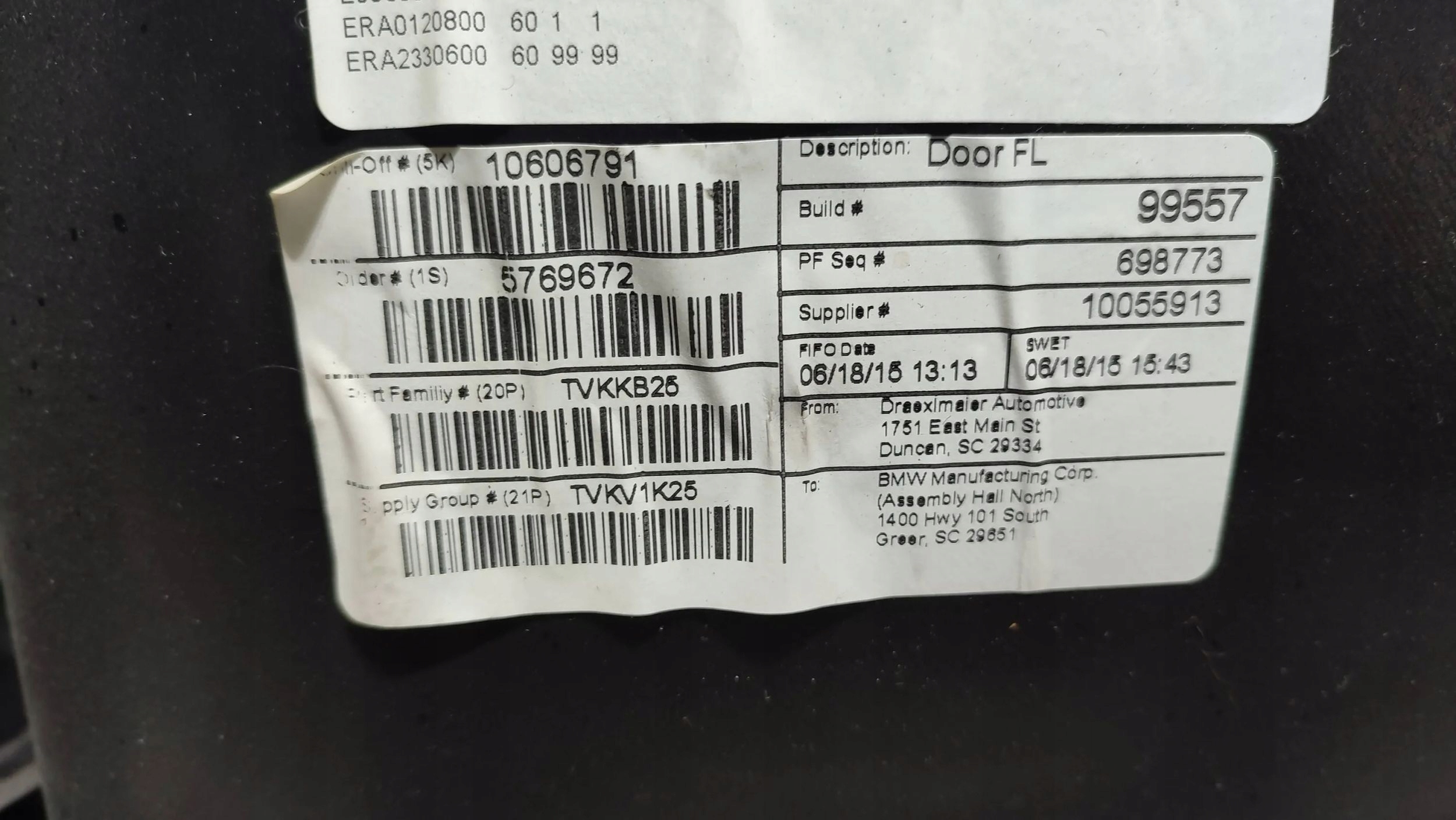 BMW X3 F25 2015 front side left side upholstery door