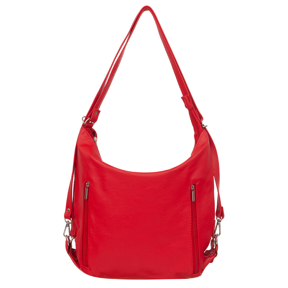 

czerwona skórzana Torebka Plecak Skóra miękka 2w1