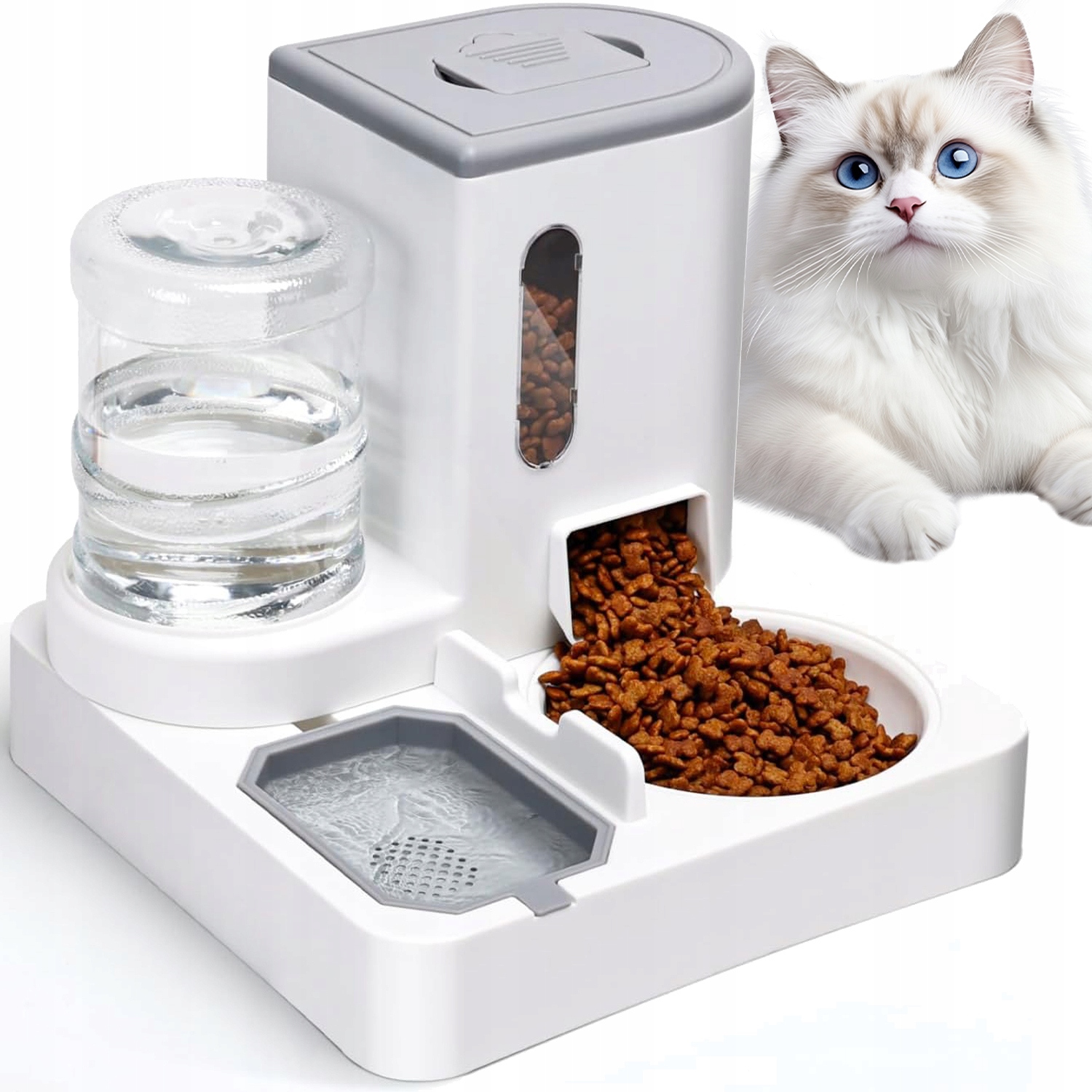 Levně Dávkovač Automatický Zásobník Na Krmivo Vody Pro Psa Kočku Miska Napáječka 2V1