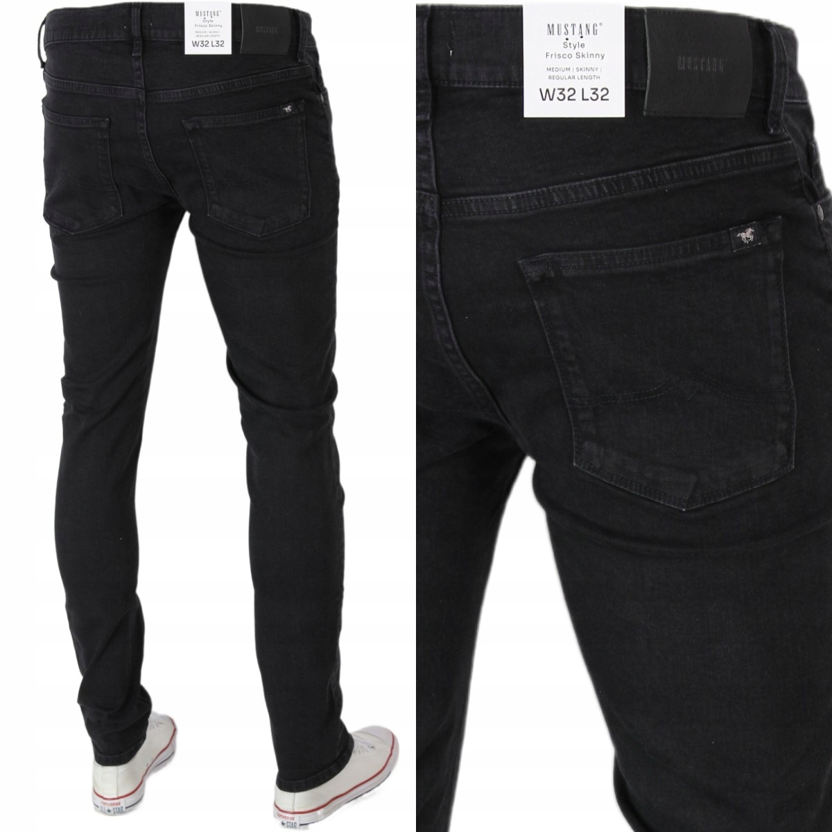 Mustang Frisco Skinny Tapered Slim Spodnie Jeans "Black" W32 L32